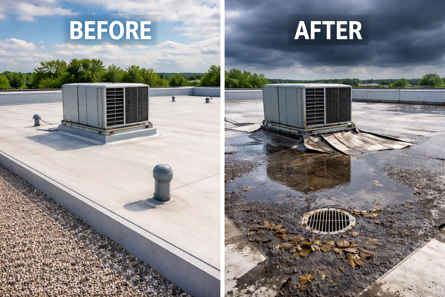 commercial roof weak points before and after a storm